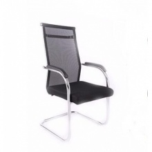 电脑椅子 现代简约家用办公椅网布座椅人体工学椅会议椅弓形椅职员椅麻将椅 黑色圆管中背